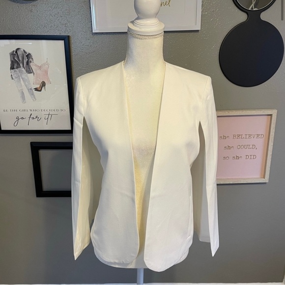 Forever 21 White/Cream Open Front Cape Jacket S - Picture 2 of 5